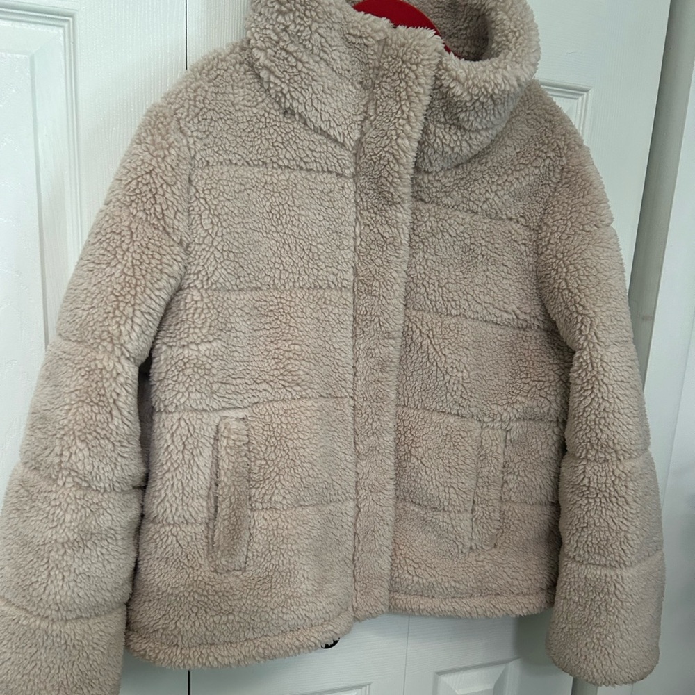 Calvin Klein fuzzy zip jacket with pockets